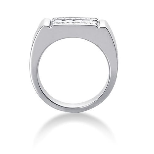 Round Brilliant Diamond Mens Ring in 14k white gold (0.56cttw, F-G Color, SI2 Clarity)
