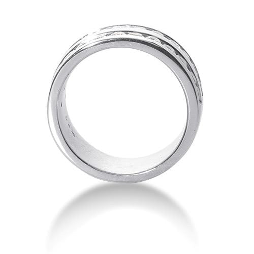 Round Brilliant Diamond Mens Ring in 14k white gold (0.96cttw, F-G Color, SI2 Clarity)