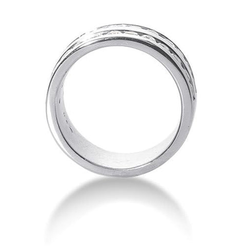 Round Brilliant Diamond Mens Ring in 14k white gold (0.96cttw, F-G Color, SI2 Clarity)