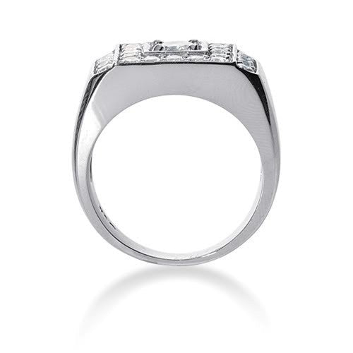 Round Brilliant Diamond Mens Ring in 14k white gold (1.07cttw, F-G Color, SI2 Clarity)