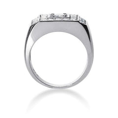 Round Brilliant Diamond Mens Ring in 14k white gold (1.07cttw, F-G Color, SI2 Clarity)