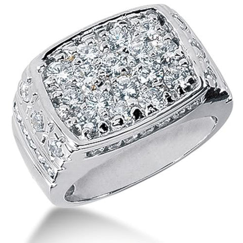 Round Brilliant Diamond Mens Ring in 14k white gold (2.68cttw, F-G Color, SI2 Clarity)