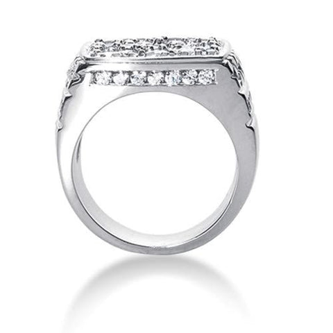 Round Brilliant Diamond Mens Ring in 14k white gold (2.68cttw, F-G Color, SI2 Clarity)