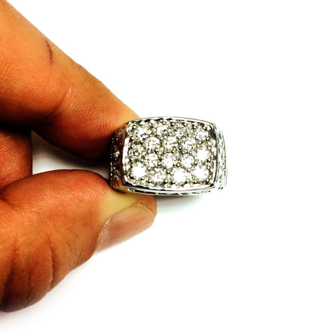 Round Brilliant Diamond Mens Ring in 14k white gold (2.68cttw, F-G Color, SI2 Clarity)