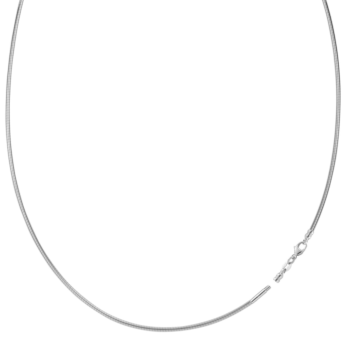 Round Omega Chain Necklace With Screw Off Lock In 14k White Gold - JewelryAffairs