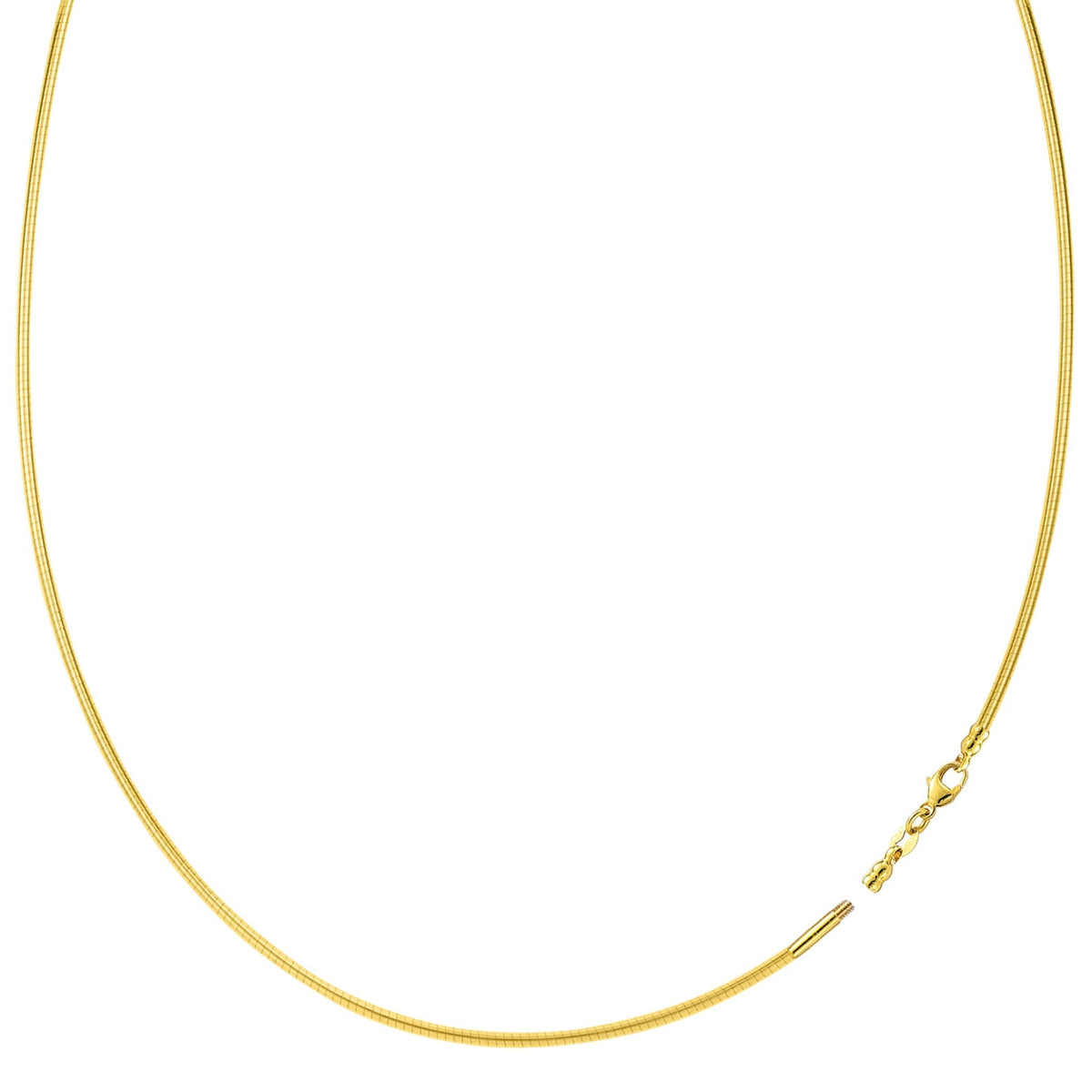 Round Omega Chain Necklace With Screw Off Lock In 14k Yellow Gold - JewelryAffairs