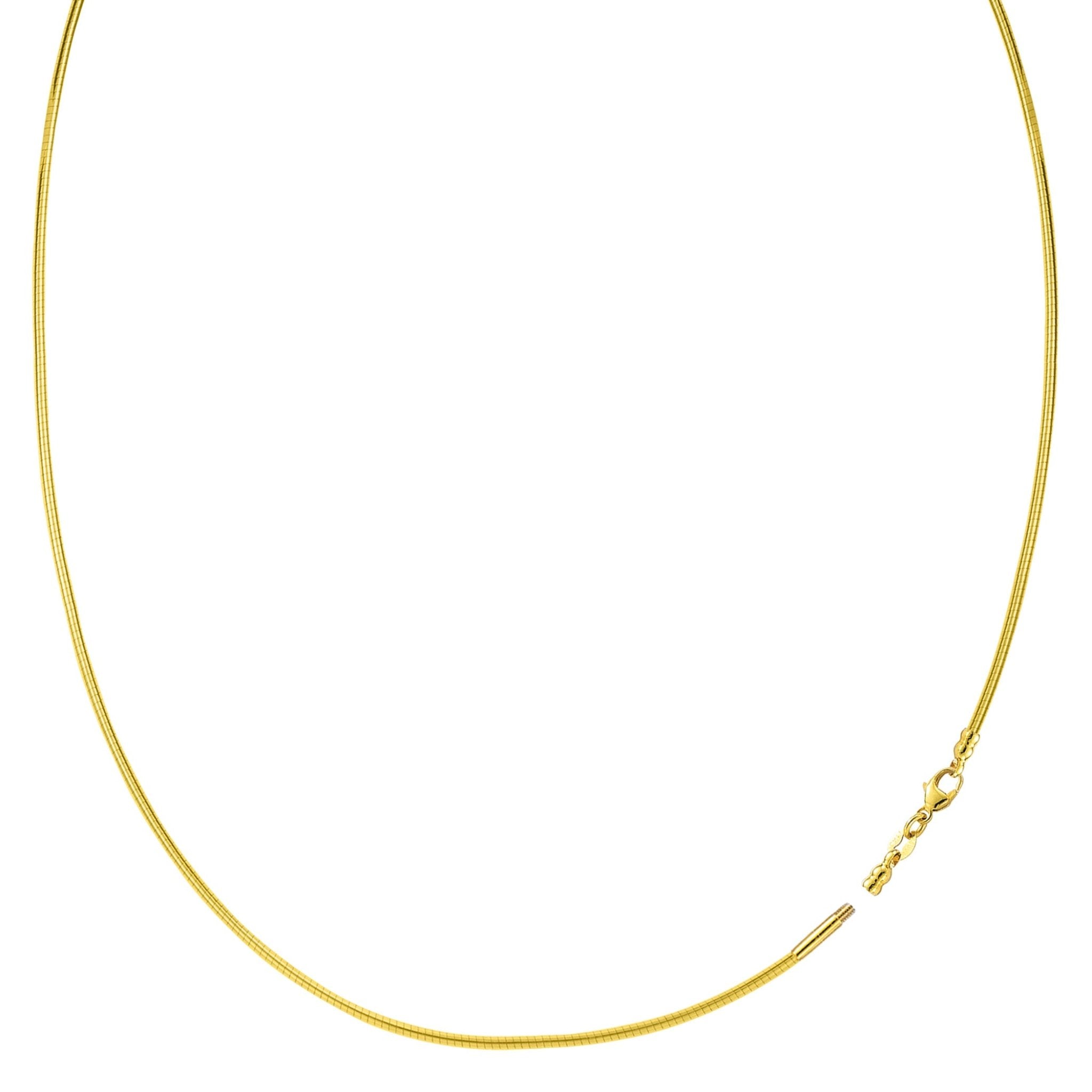 Round Omega Chain Necklace With Screw Off Lock In 14k Yellow Gold - JewelryAffairs
