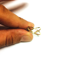 14K Yellow Gold Cross Over X Design Ring fine designer jewelry for men and women