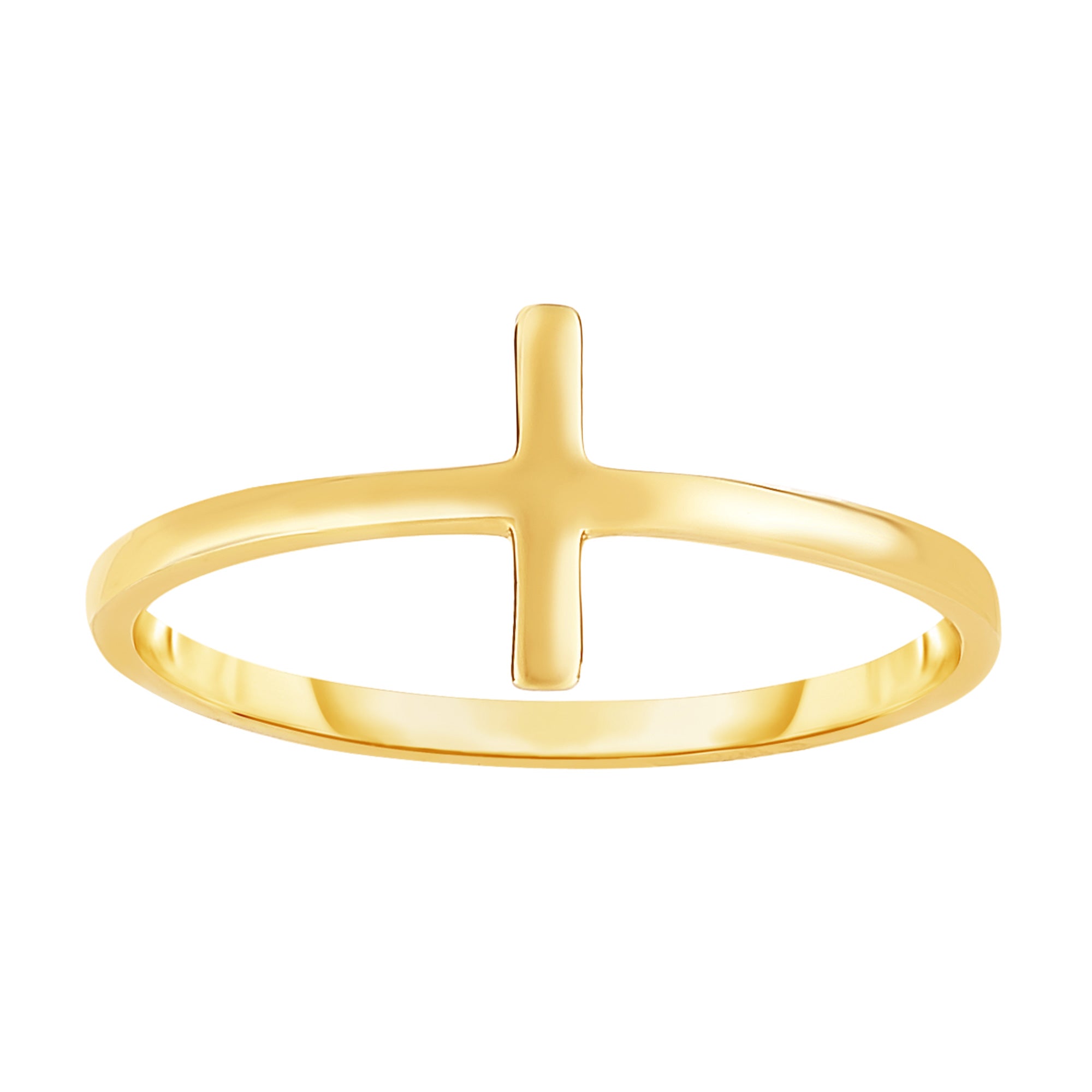 14K Yellow Gold Sideways Cross Ring, Size 7 fine designer jewelry for men and women