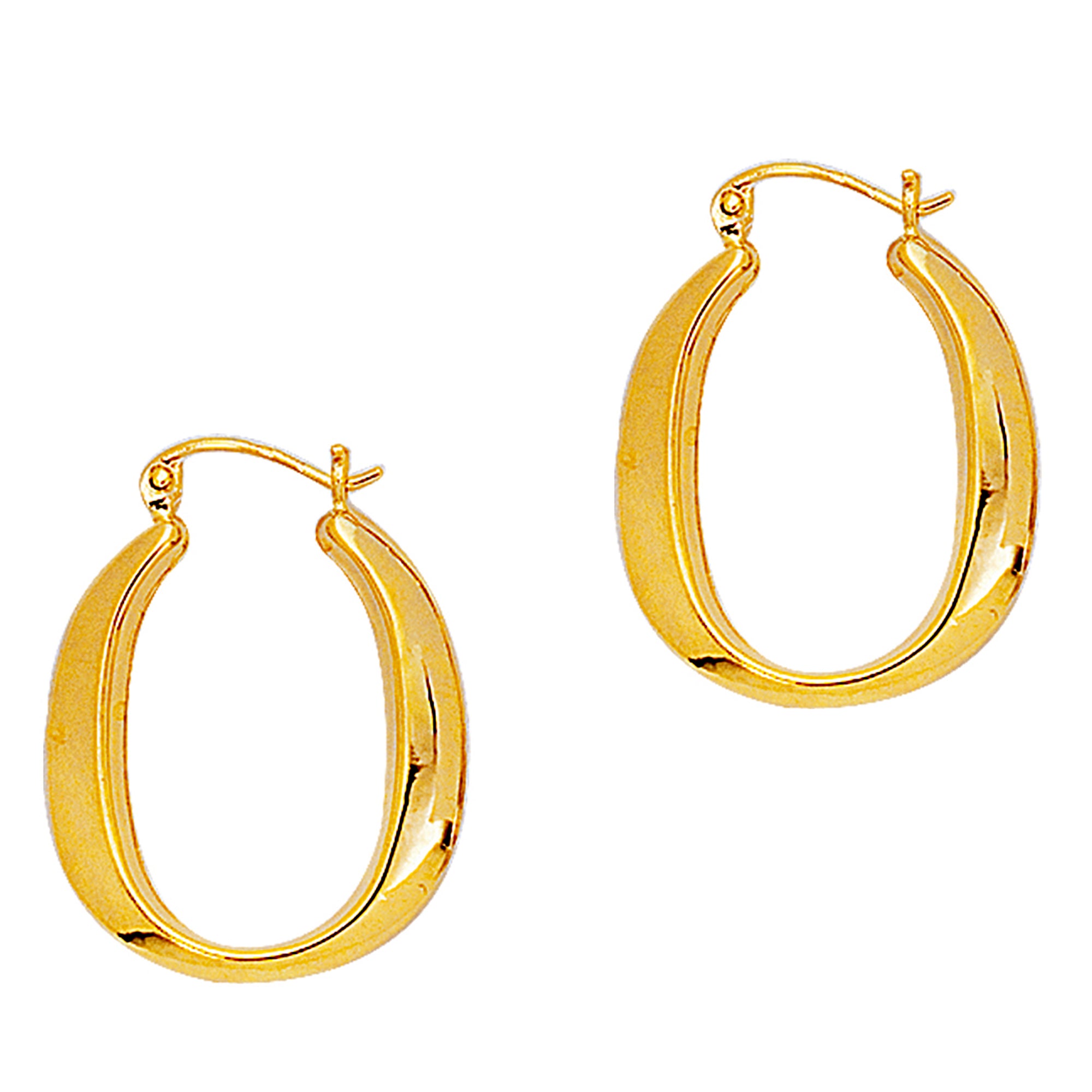 14K Gold Shiny Oval Shape Hoop Earring fine designer jewelry for men and women