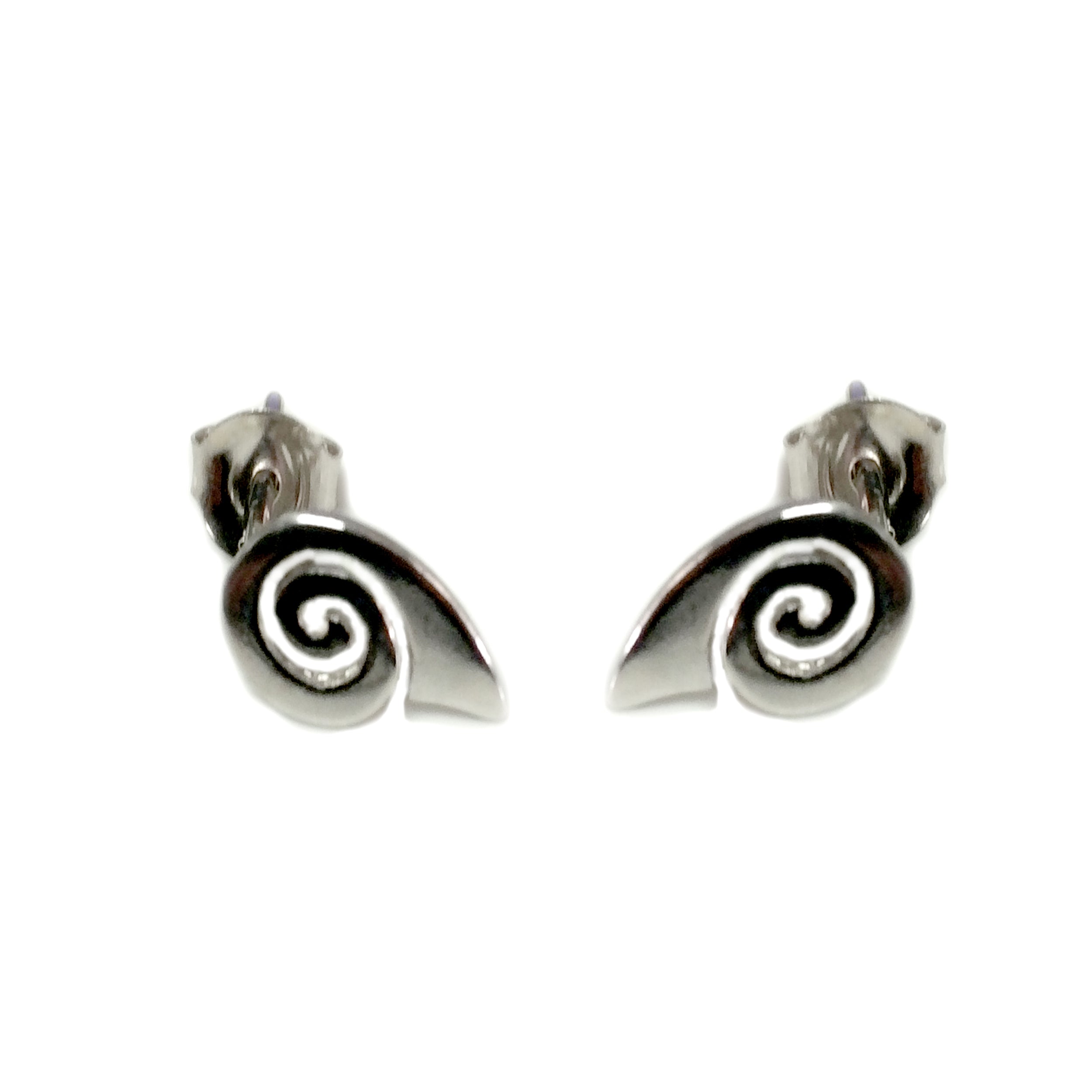 Sterling Silver Rhodium Plated Greek Spira Stud Earrings, 10mm fine designer jewelry for men and women