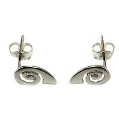 Sterling Silver Rhodium Plated Greek Spira Stud Earrings, 10mm fine designer jewelry for men and women