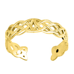 14K Yellow Gold Celtic Knot Weave Design Cuff Style Adjustable Toe Ring 4mm fine designer jewelry for men and women