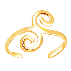 14K Yellow Gold Swirl Design Cuff Style Adjustable Toe Ring fine designer jewelry for men and women