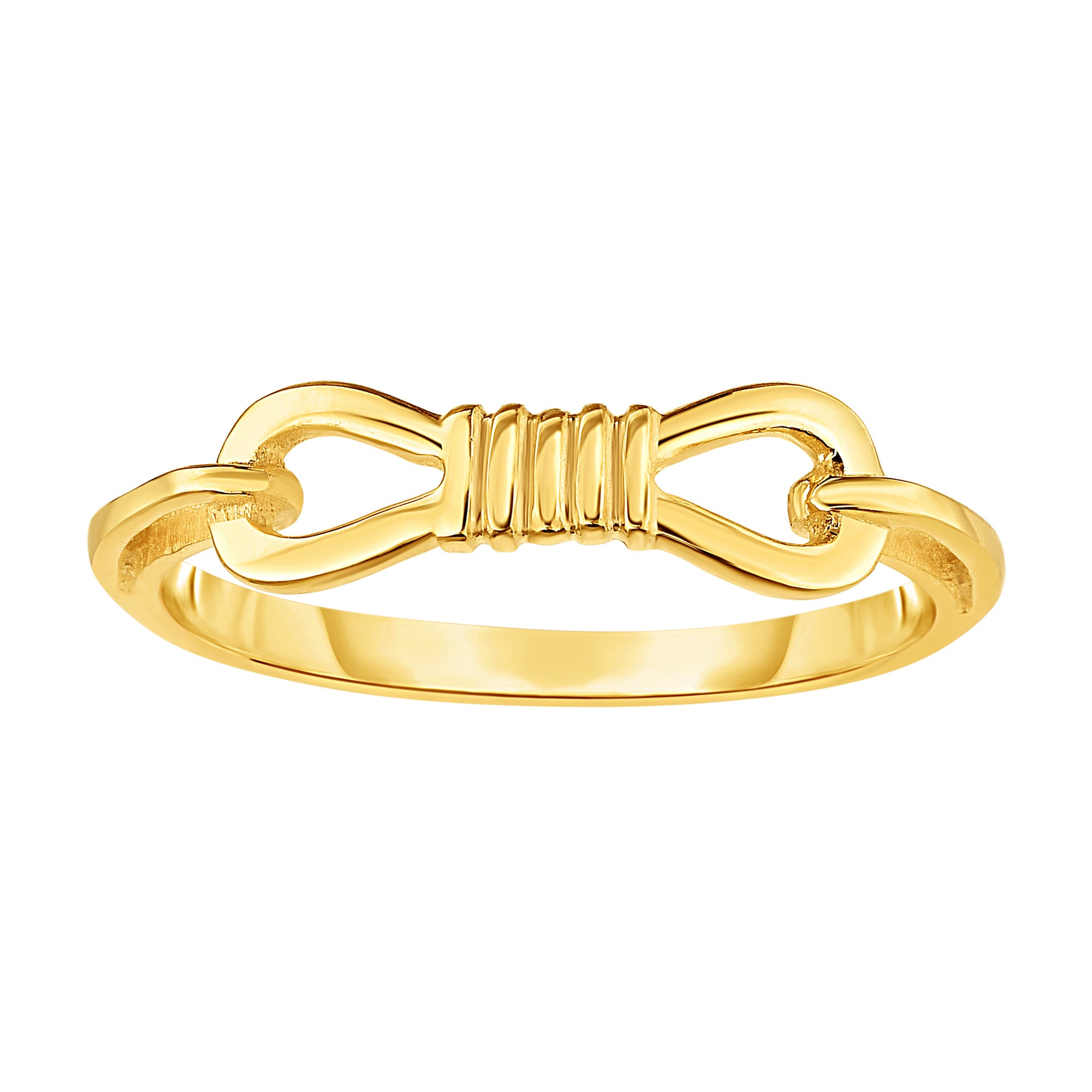 14K Yellow Gold Fancy Buckle Ring, Size 7 fine designer jewelry for men and women