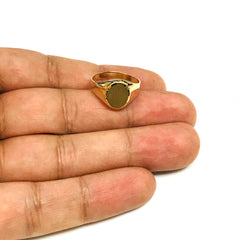 14k Yellow Gold Oval Disc Signet Womens Ring, 7 fine designer jewelry for men and women