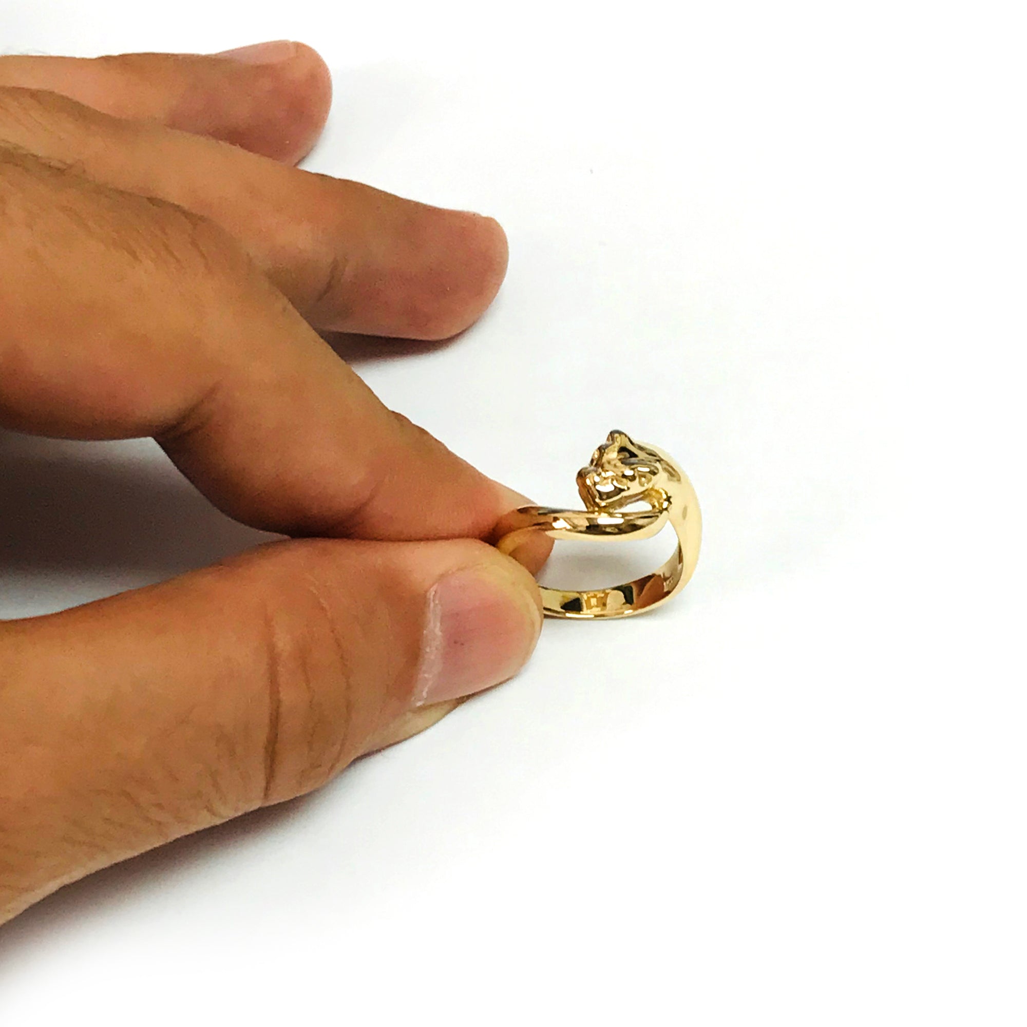 14k Yellow Gold Panther Signet Womens Ring, 7 fine designer jewelry for men and women