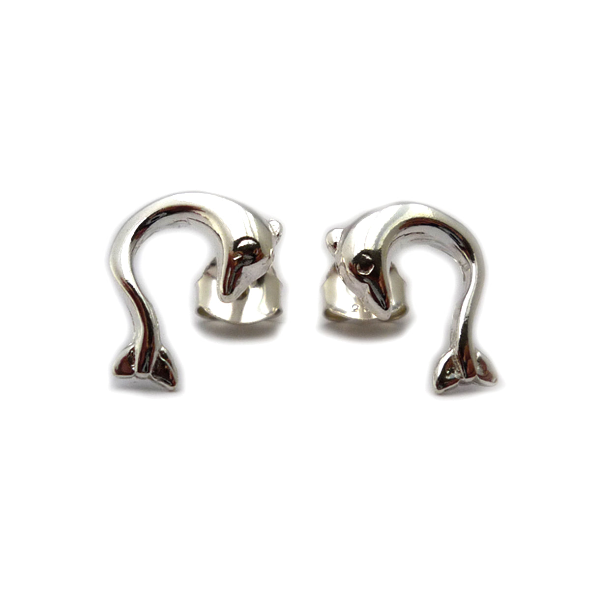 Sterling Silver Rhodium Plated Ancient Greek Minoan Dolphin Earrings fine designer jewelry for men and women