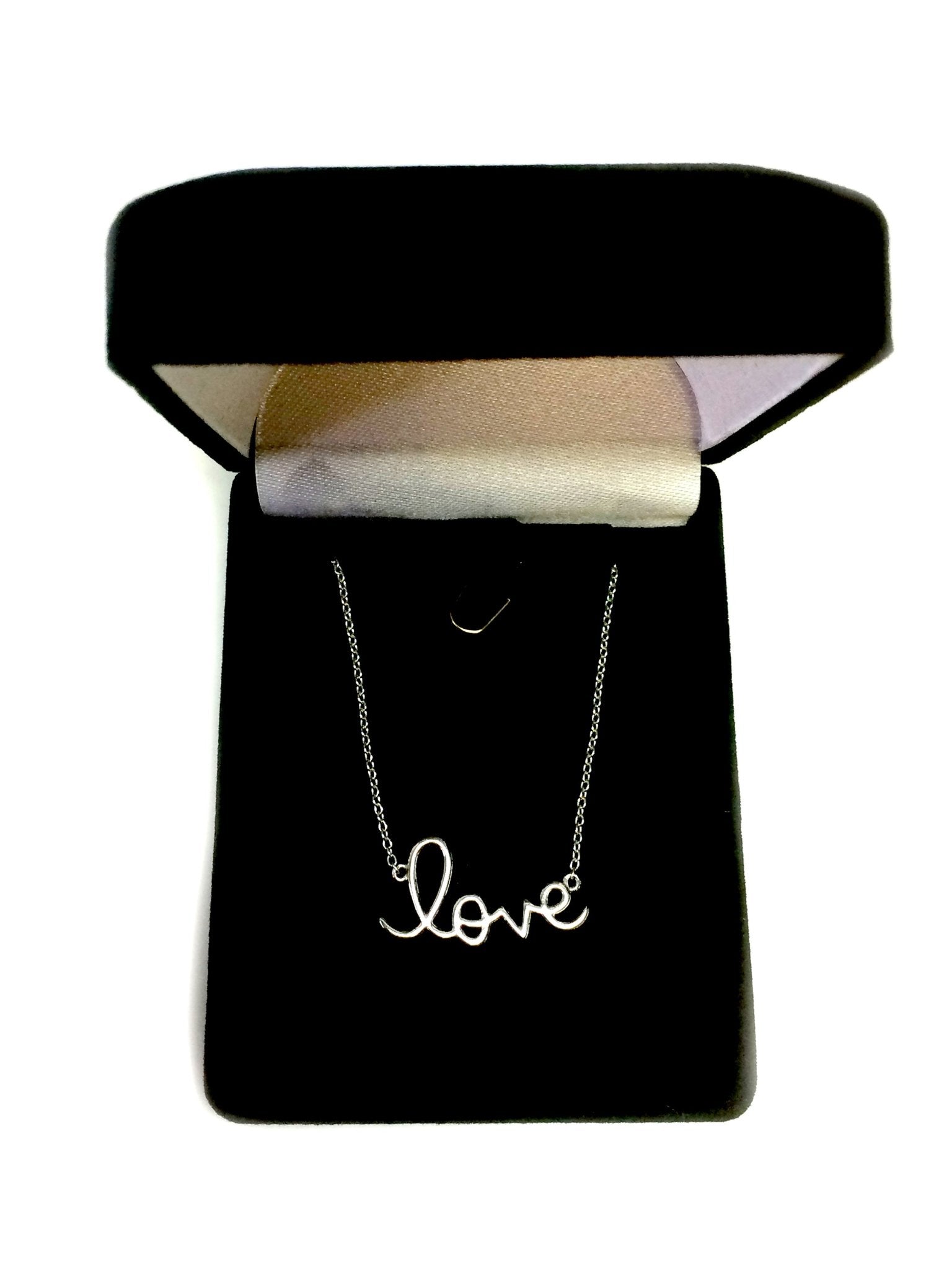 Script Love Logo Necklace In Sterling Silver, 18" - JewelryAffairs
