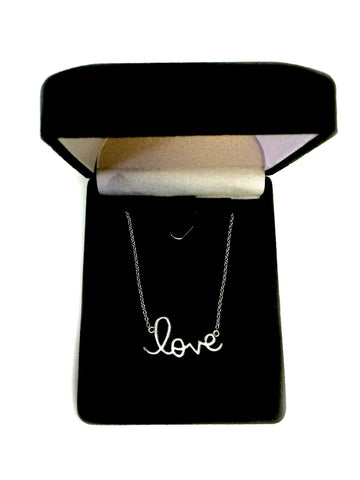 Script Love Logo Necklace In Sterling Silver, 18"
