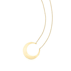 14k Yellow Gold Crescent Moon Pendant Necklace, 18" fine designer jewelry for men and women