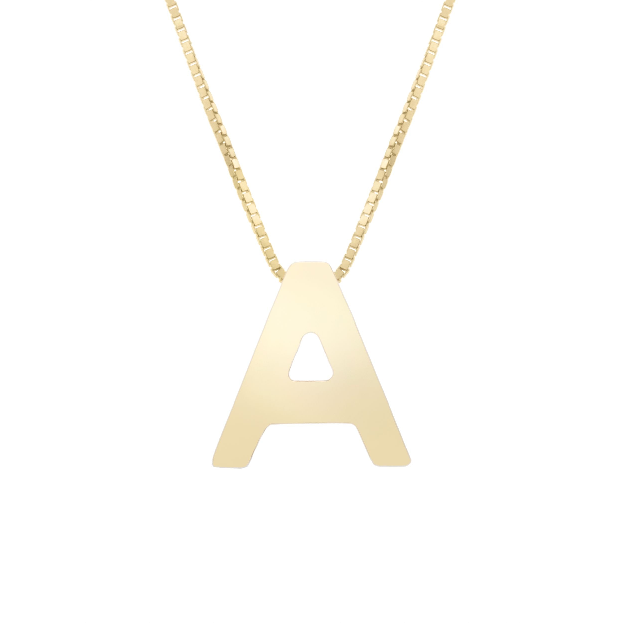 14k Yellow Gold Initial Letter Pendant Necklace, 18" fine designer jewelry for men and women