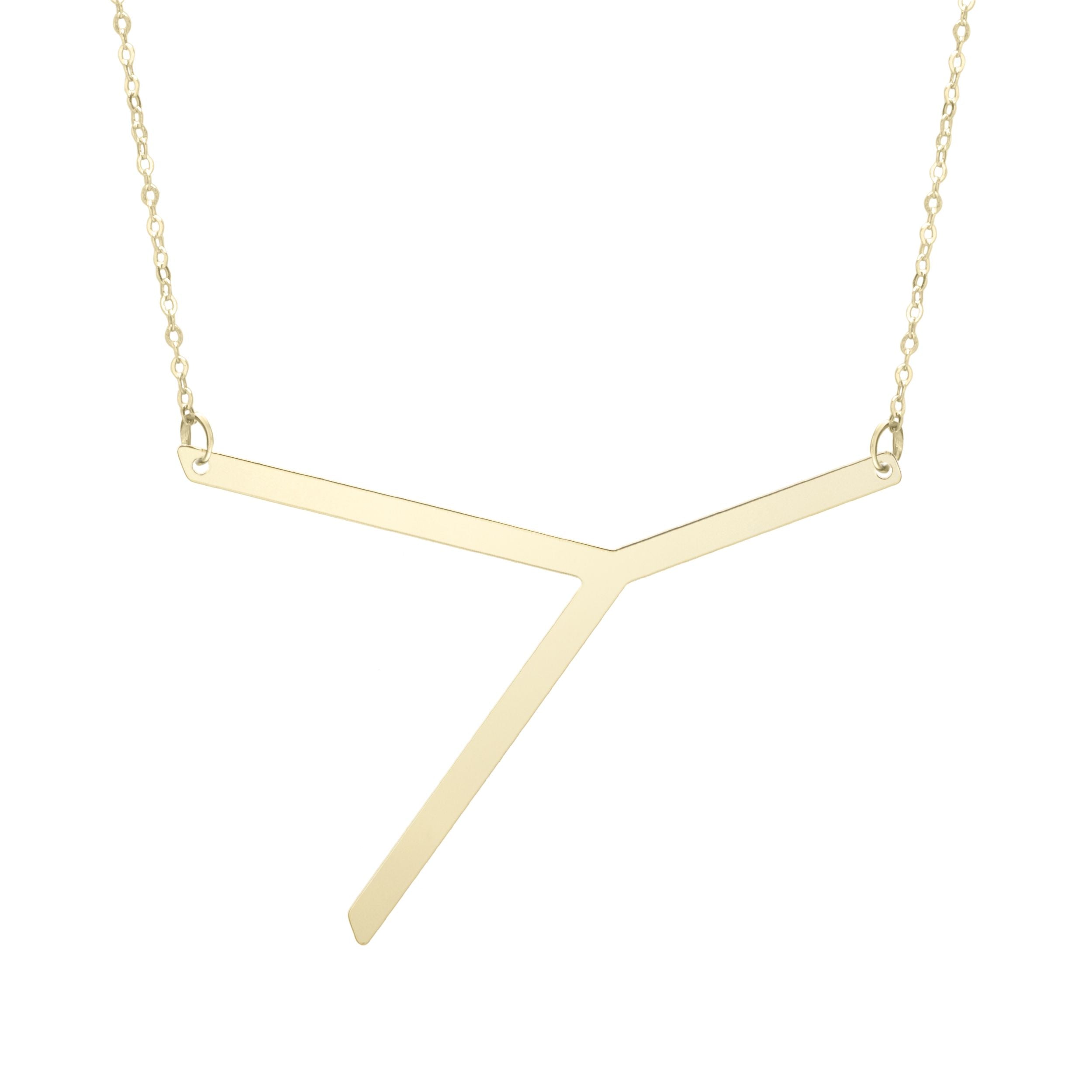 14k Yellow Gold Initial Letter Pendant Necklace, 18" fine designer jewelry for men and women