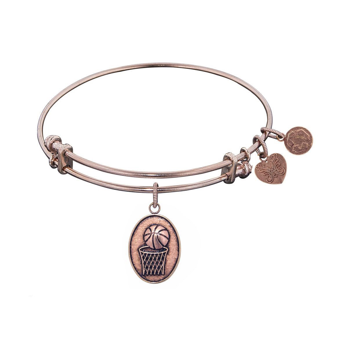 Smooth Finish Brass Basketball Angelica Bangle Bracelet, 7.25"