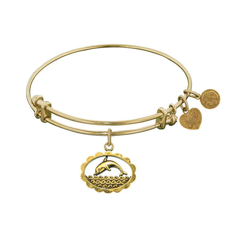Smooth Finish Brass Dolphin Angelica Bracelet, 7.25"
