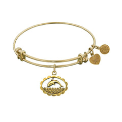 Smooth Finish Brass Dolphin Angelica Bracelet, 7.25"