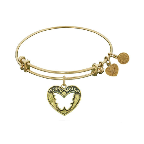 Smooth Finish Brass Grand Mother Angelica Bangle Bracelet, 7.25"