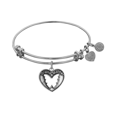 Smooth Finish Brass Grand Mother Angelica Bangle Bracelet, 7.25"
