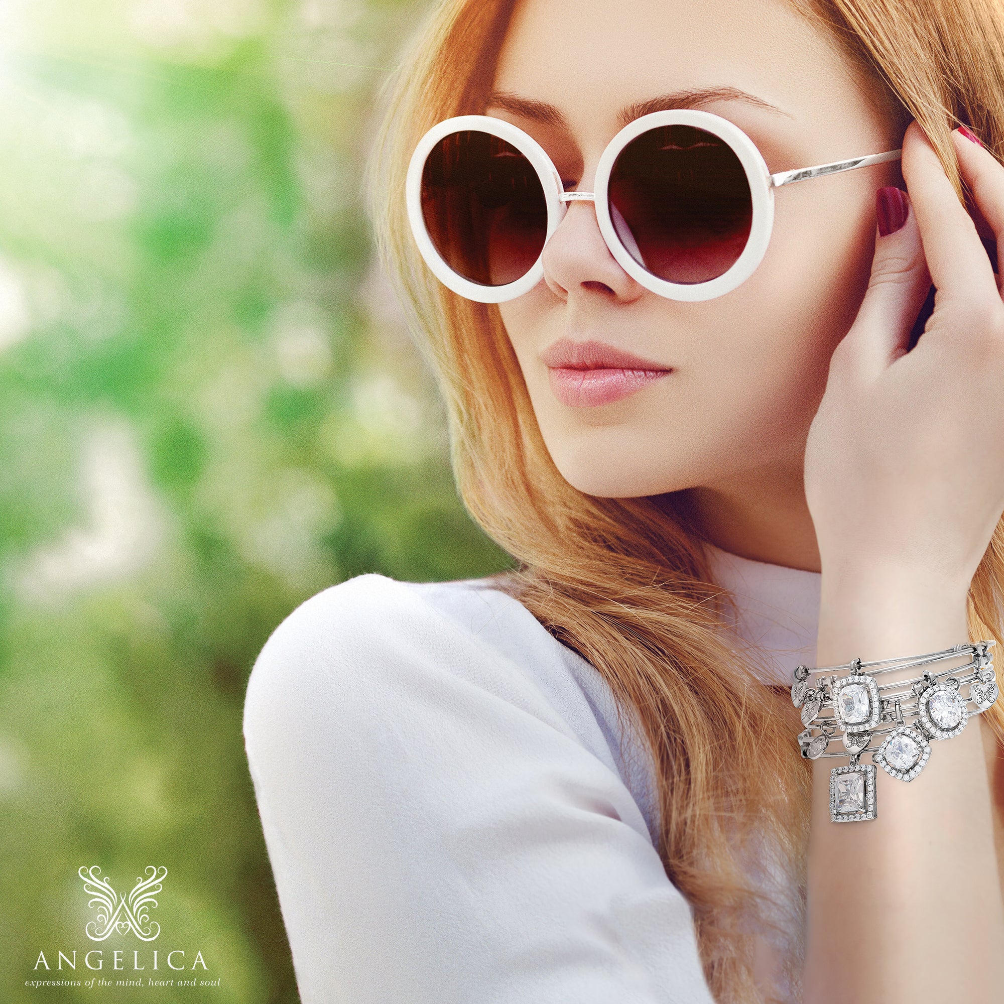 Smooth Finish Brass Karma Angelica Bangle Bracelet, 7.25"