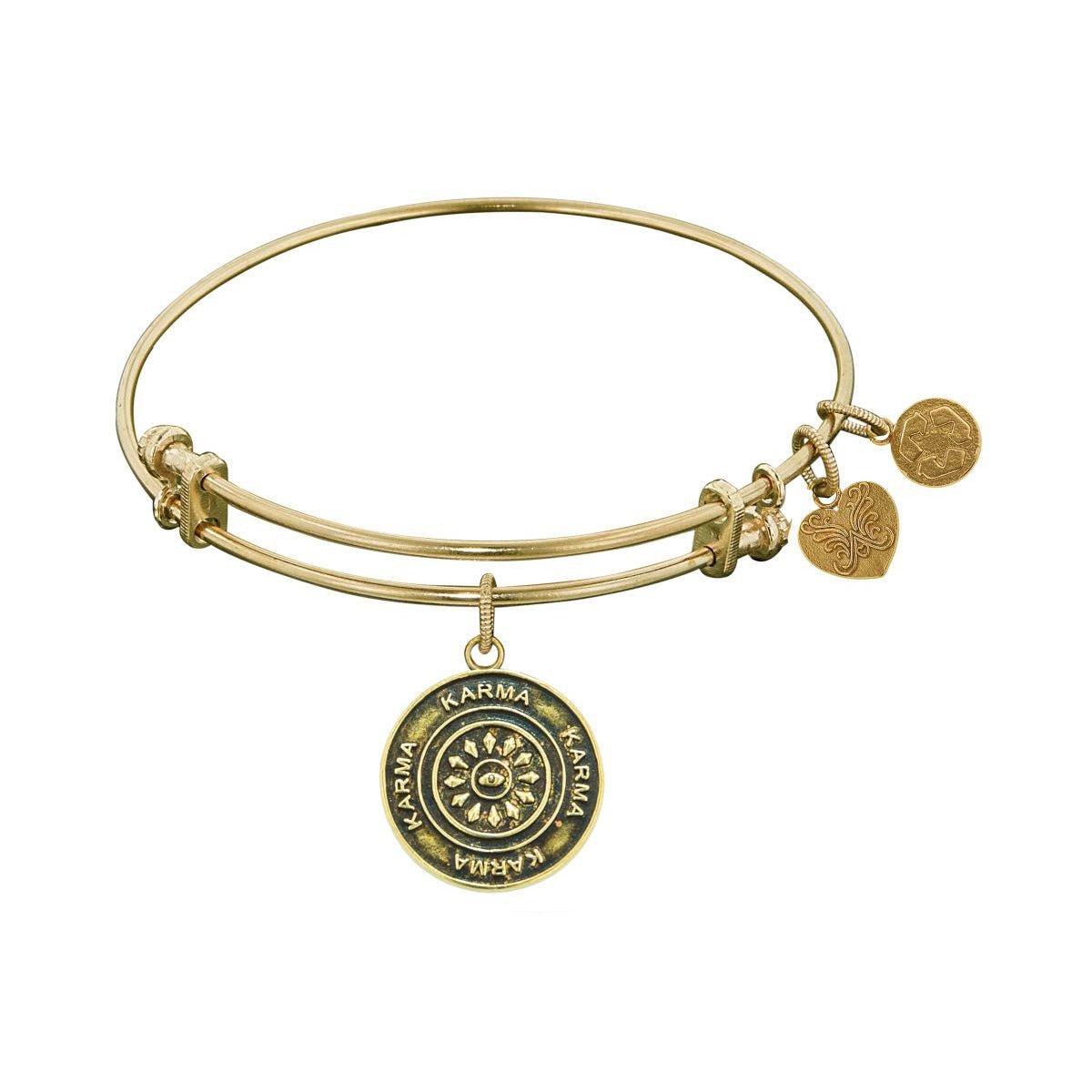 Smooth Finish Brass Karma Angelica Bangle Bracelet, 7.25"