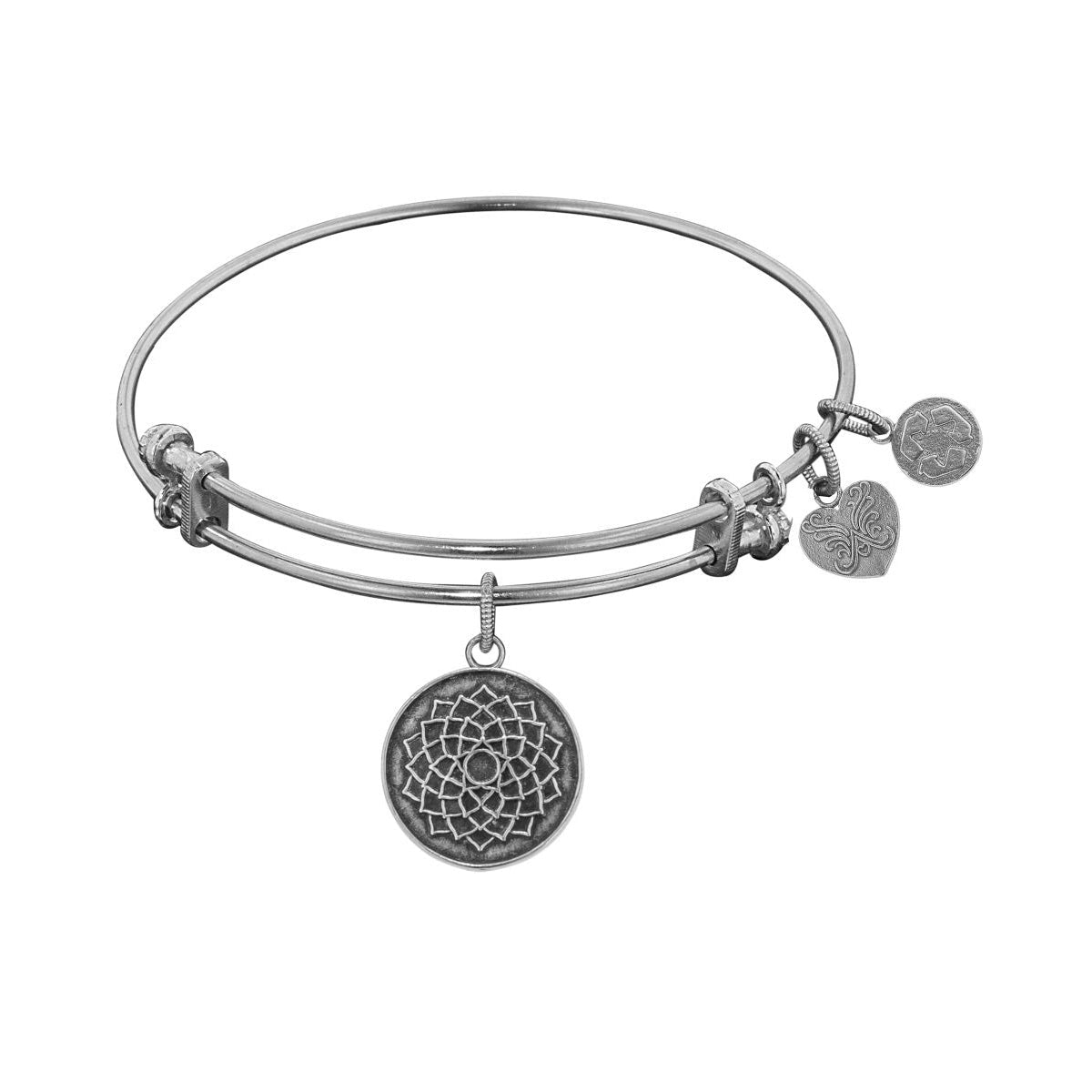 Smooth Finish Brass Lotus Flower Angelica Bangle Bracelet, 7.25"
