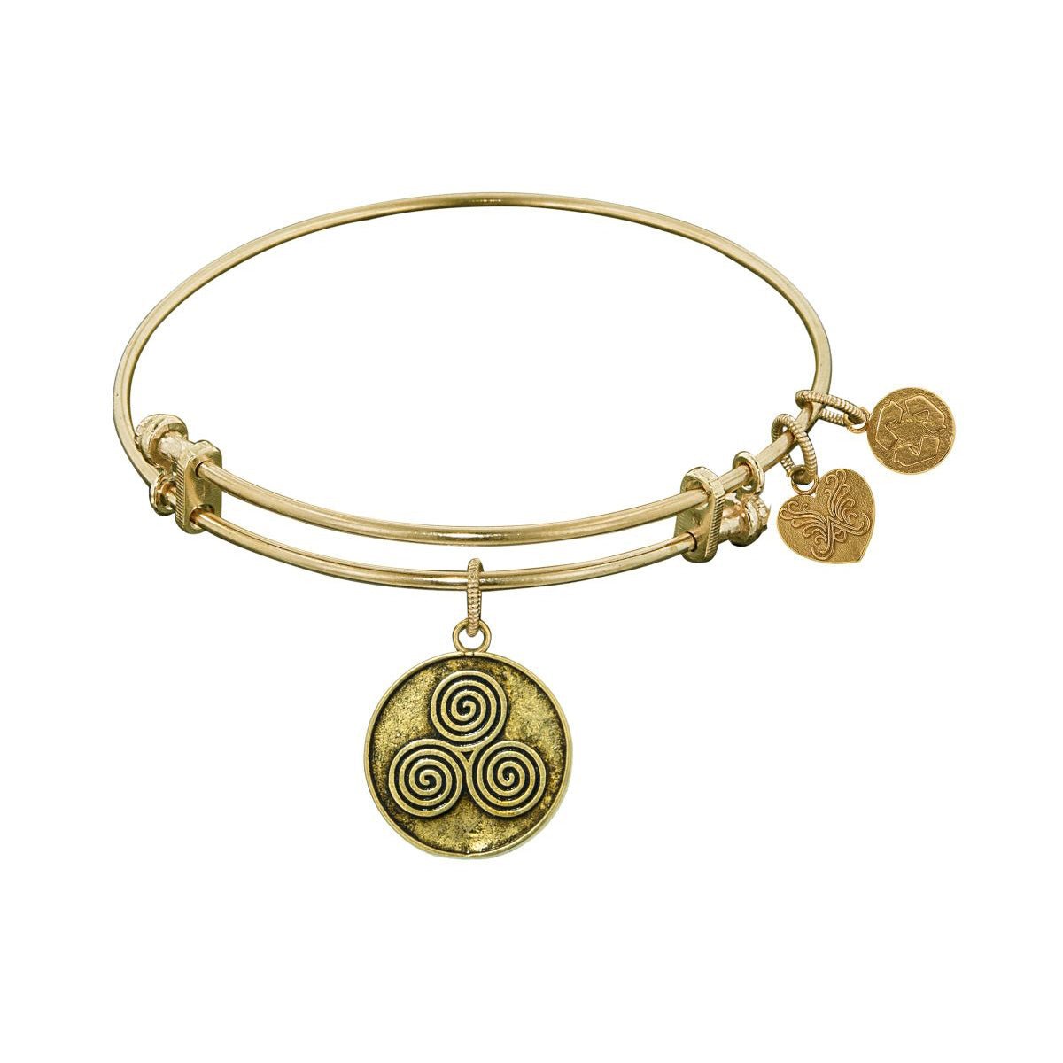 Smooth Finish Brass Mind, Body And Soul Angelica Bangle Bracelet, 7.25"