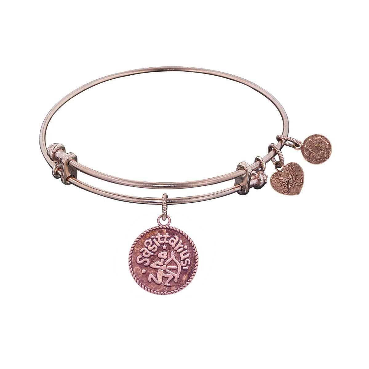 Smooth Finish Brass Sagittarius November Angelica Bangle Bracelet, 7.25"