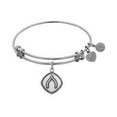 Smooth Finish Brass Wishbone Angelica Bangle Bracelet, 7.25"