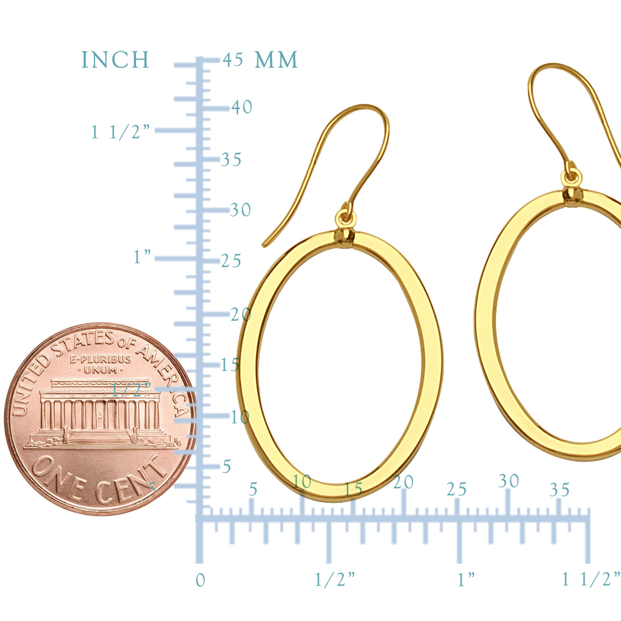 14K Yellow Gold Shiny Oval Drop Earrings fine designer jewelry for men and women