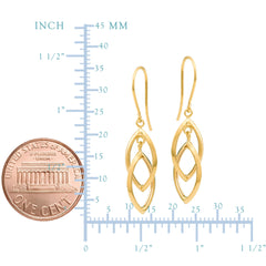 14K Yellow Gold Shiny Drop Tear Drop Earrings fine designer jewelry for men and women