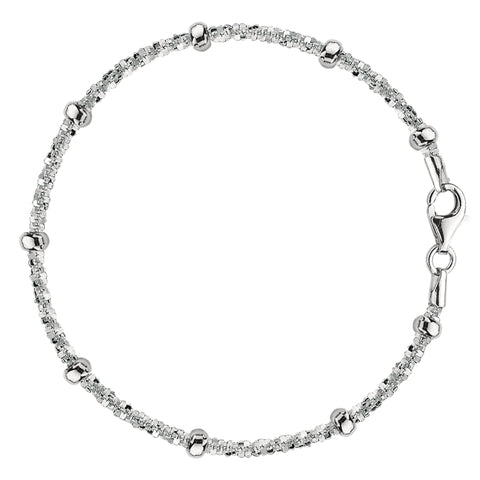 Sparkle Saturn Style Chain Anklet In Sterling Silver