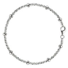 Sparkle Saturn Style Chain Anklet In Sterling Silver