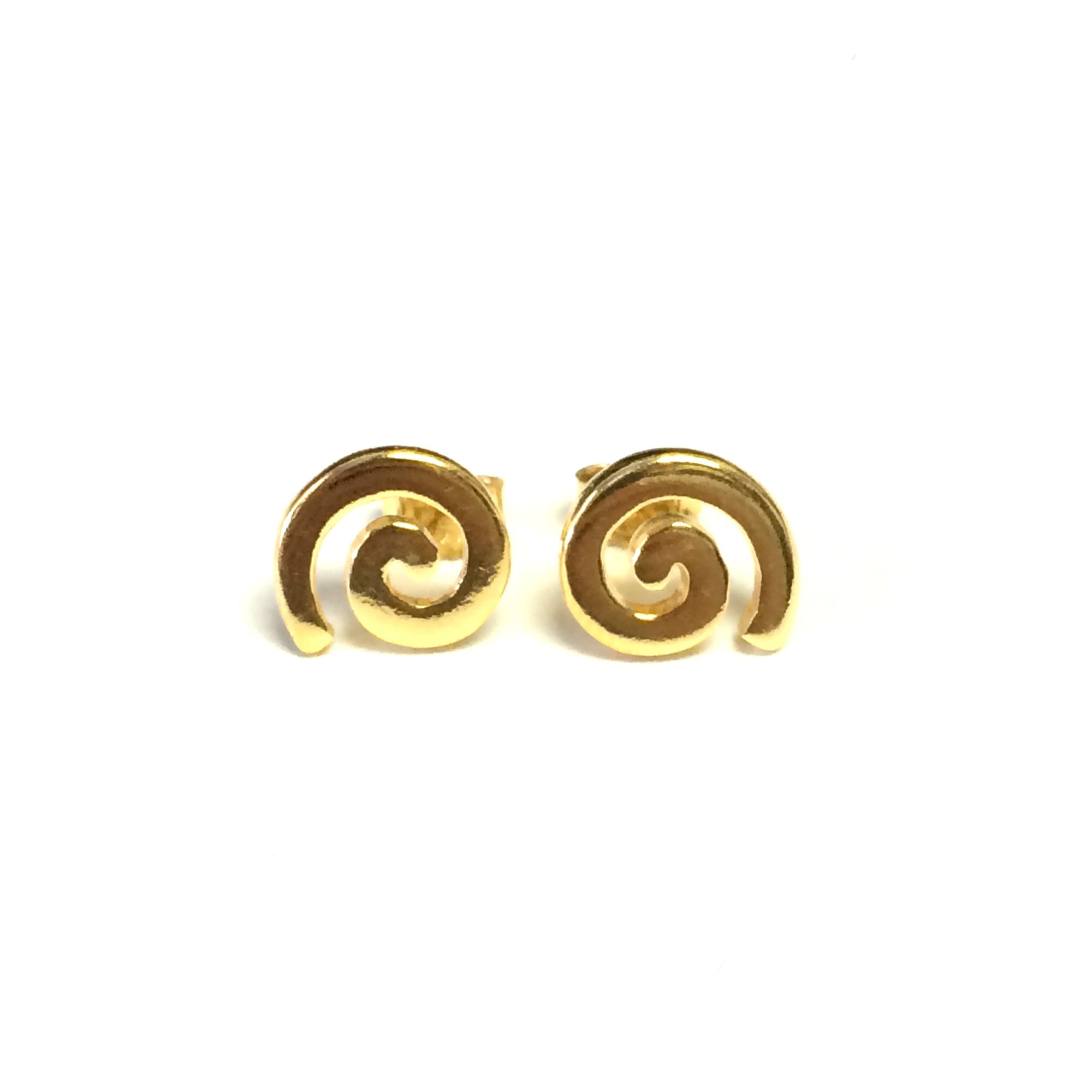 Sterling Silver 18 Karat Gold Overlay Greek Spira Stud Earrings - JewelryAffairs