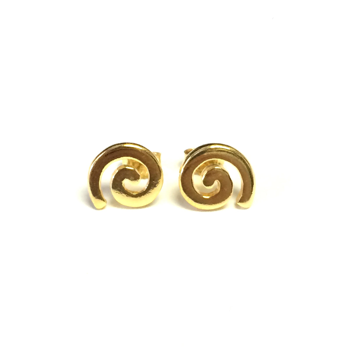 Sterling Silver 18 Karat Gold Overlay Greek Spira Stud Earrings - JewelryAffairs