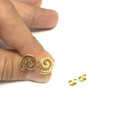 Sterling Silver 18 Karat Gold Overlay Greek Spira Stud Earrings - JewelryAffairs