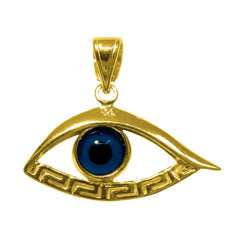 Sterling Silver 18 Karat Gold Overlay Plated Evil Eye Meandros Pendant - JewelryAffairs