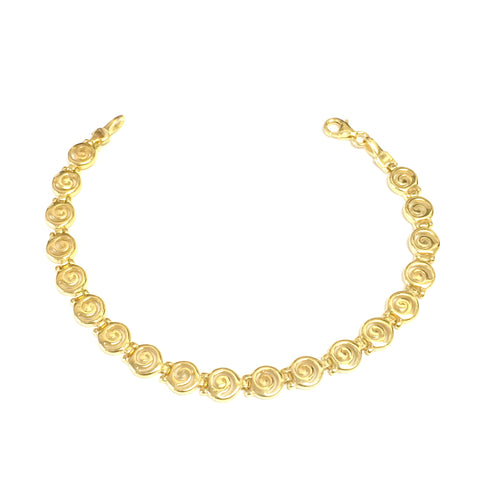 Sterling Silver 18 Karat Gold Overlay Plated Greek Spira Bracelet, 7.5"