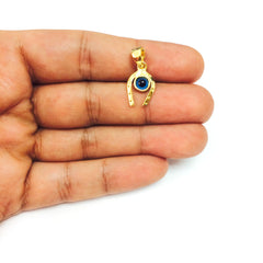 Sterling Silver 18k Gold Overlay Plated Horse Shoe Evil Eye Charm - JewelryAffairs