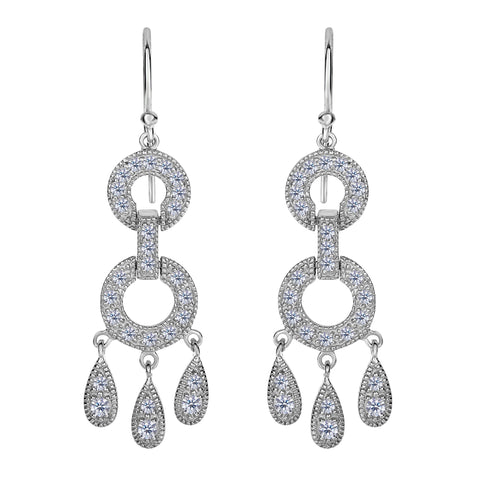 Sterling Silver And Cubic Zirconia Chandelier Drop Earrings