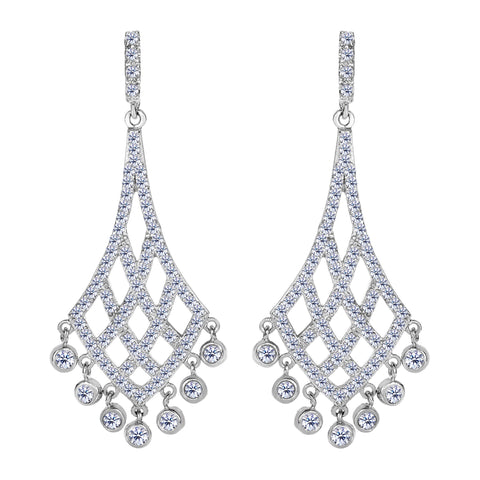 Sterling Silver And Cubic Zirconia Shaped Chandelier Drop Earrings